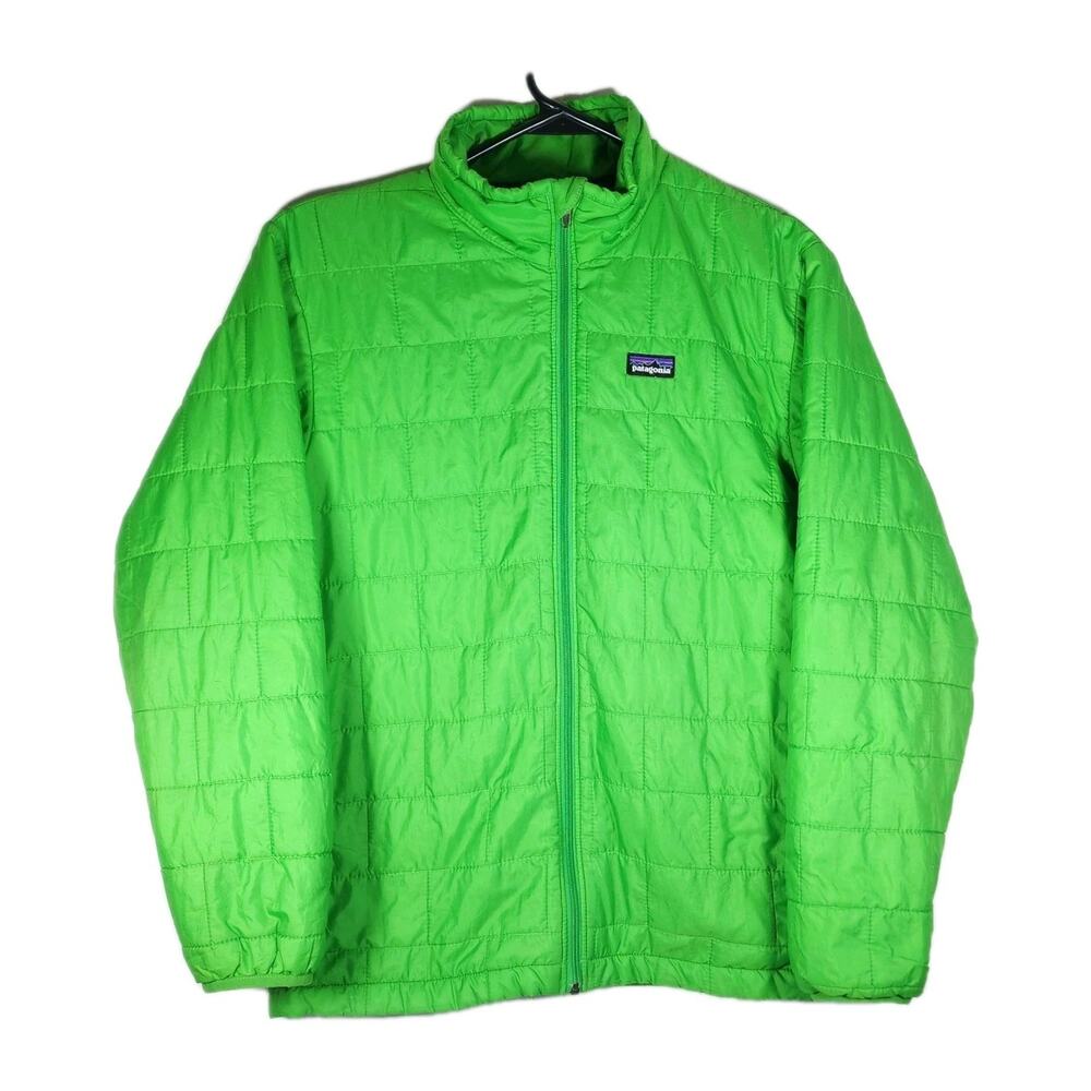 Patagonia Boys Nano Puff Medium L /12 Green Full Zip Outdoor Puffer Jacket